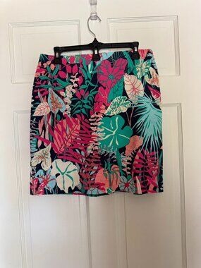 Talbots Jungle Botanical Stretch  A-Line Skirt